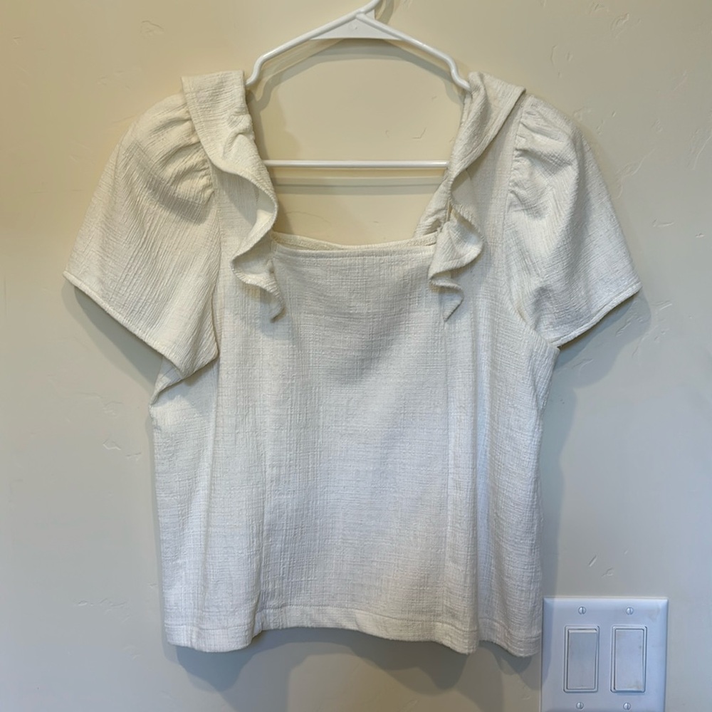 Madewell square neck ruffle blouse